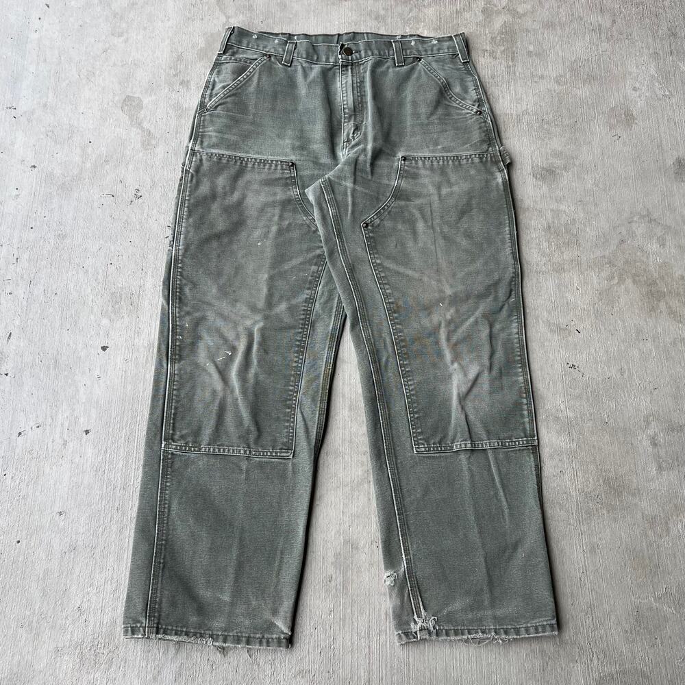 Carhartt faded green double knee work wear carpenter pants